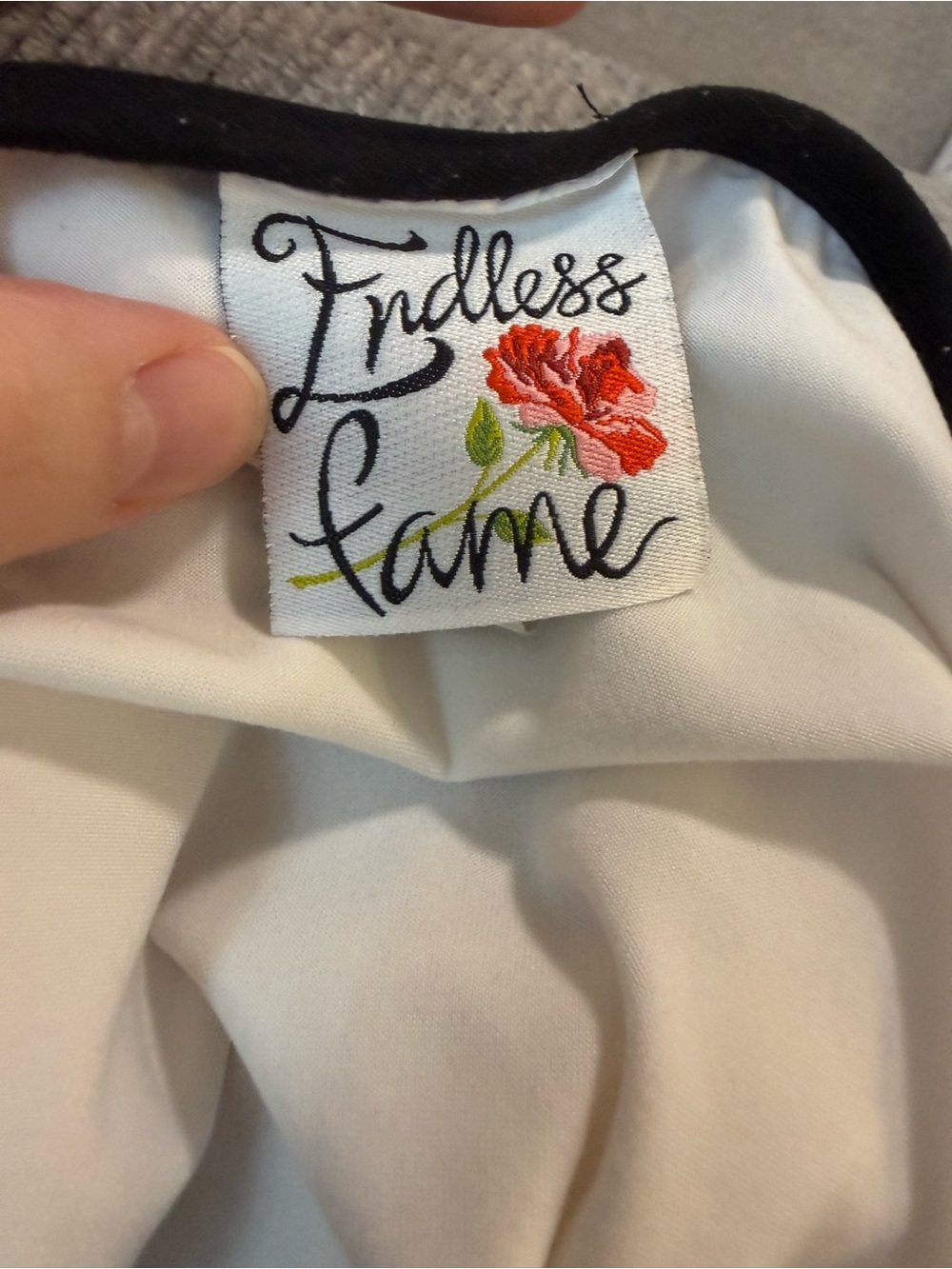White Tie-Front Ringer Tee with Orange Butterfly and Pink Floral Print - Picture 5 of 5
